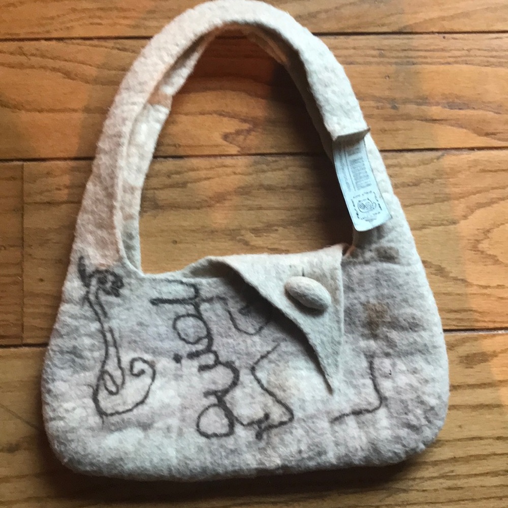 Mongolian felt wool shoulder purse